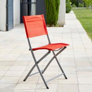 Sedia da giardino senza cuscino Emys NATERIAL pieghevole in acciaio con seduta in textilene rosso