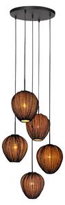 Mexlite - lampada a sospensione - HaloSwap - nero - lino - Ø 40cm - E27 - 4282ZW