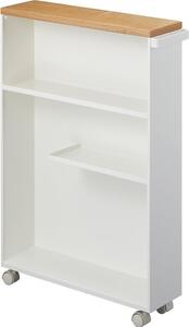 Yamazaki Scaffale da bagno Carrello da bagno Scaffale in metallo Ripiano bianco moderno con rotelle Tower 04306