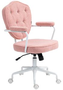 Sedia da ufficio HOMCOM, sedia da scrivania ergonomica con funzione oscillante, girevole, rosa