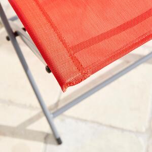 Sedia da giardino senza cuscino Emys NATERIAL pieghevole in acciaio con seduta in textilene rosso