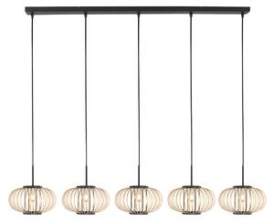 Mexlite - lampada a sospensione - HaloSwap - naturale nero - bambù - grande lampada da tavolo da pranzo - E27 - 4529ZW