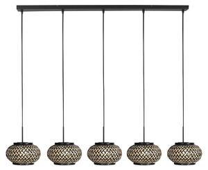 Mexlite - lampada a sospensione - HaloSwap - naturale nero - bambù - grande lampada da tavolo da pranzo - E27 - 4528ZW