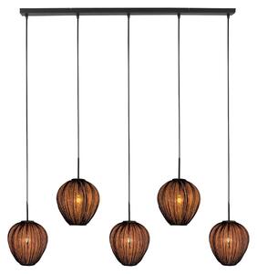 Mexlite - lampada a sospensione - HaloSwap - nero - lino - grande lampada da tavolo da pranzo - E27 - 4287ZW