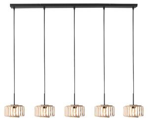 Mexlite - lampada a sospensione - HaloSwap - naturale nero - bambù - grande lampada da tavolo da pranzo - E27 - 4527ZW