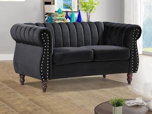 Divano Chesterfield 2 posti in Velluto Nero - TRUMBO