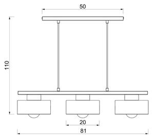 Lampada sospesa con cavo MARTI 3xE27/15W/230V bordeaux/oro