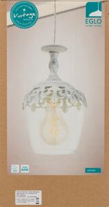 Lampadario Shabby Vintage bianco, trasparente in inox, D. 17 cm, EGLO