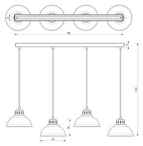 Lampadario a cavo SVEN 4xE27/15W/230V bordeaux
