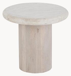 Tavolino rotondo in legno di mango con piano in marmo Gebr
