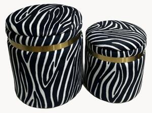 Set di 2 sgabelli imbottiti in velluto Wild Zebra
