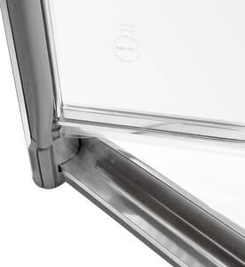 Box doccia con ingresso frontale porta battente battente Essential 70 cm, H 185 cm in vetro, spessore 4 mm trasparente cromato