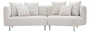 Divano design 3-4 posti in tessuto effetto velluto cincillà beige e metallo cromato IGLESIAS