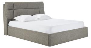Letto contenitore matrimoniale 160x200 cm in tessuto testurizzato taupe HONO
