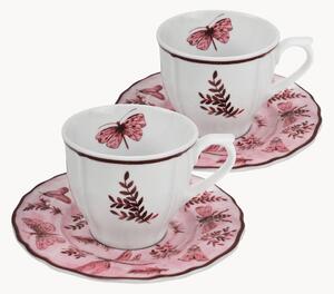 Set tazzine e piattini in ceramica Sonia, set da 4