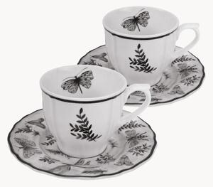 Set tazzine e piattini in ceramica Sonia, set da 4