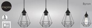 Lampadario Design Byron nero in metallo, L. 79.5 cm, 3 luci, INSPIRE