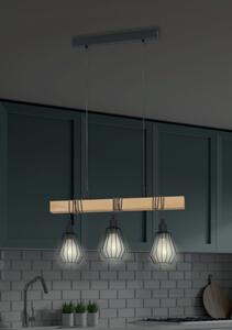 Lampadario Industriale Tabodi nero in legno, D. 0 cm, L. 70 cm, 3 luci, INSPIRE
