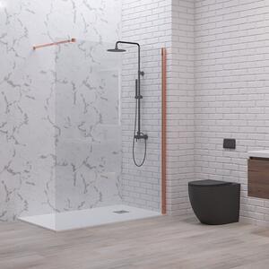Kamalu doccia walkin 120 cm vetro trasparente profilo oro rosa | kw1000gr