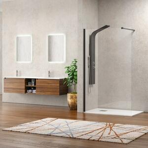 Kamalu parete doccia walk in 130 cm con profilo nero opaco kw-100b