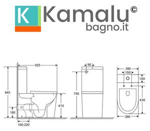 Set sanitari monoblocco rimless con copriwc soft close | KLEA-T - KAMALU