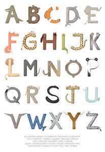 Illustrazione Animal Letters Abc, Aminah Eleonora