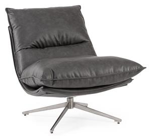 Poltrona grigio scuro con spazio contenitivo con rivestimento in finta pelle Alanez – Bizzotto