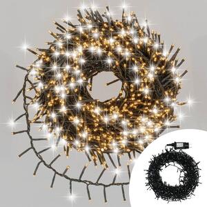 Catena di luci 34 metri da 1360 Led Mini Cluster Bianco Caldo fisso e Bianco Freddo intermittente con cavo verde e autospegnimento Wisdom