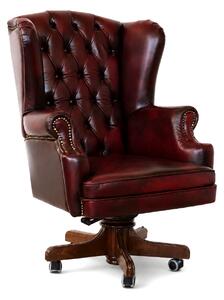 Poltrona Presidenziale Oxford Chesterfield Deluxe Pelle Primo Fiore Premium - Base in Legno