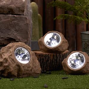 Lumisky Lampada decorativa a LED e solare Rocky Brown, marrone, set da 3, plastica Brown, Marrone / Ruggine, Plastica