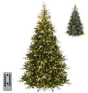 Costway Albero di natale artificiale decorazione per casa e ufficio con telecomando, Albero di natale realistico con luci led 9 modalità regolabili 150 x 150 x 228 cm