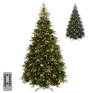 Costway Albero di natale artificiale decorazione per casa e ufficio con telecomando, Albero di natale realistico con luci led 9 modalità regolabili 162 x 162 x 274 cm
