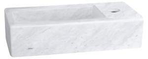 Lavabo da appoggio Helios in marmo - Lavabo con foro per rubinetto a destra - Lavabo da appoggio su piano o da incasso - 37,5 x 18,5 x 9,5 cm - Bianco