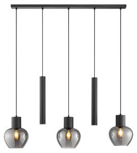 Lampada a sospensione Ligari, 123 cm, nera/vetro fumé, attacco E27, 20W, grado di protezione IP20, per uso interno