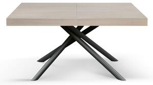 Tavolo allungabile olmo perla con gambe incrociate nere tubolari menego 160x90
