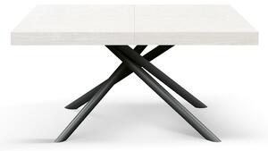 Tavolo allungabile bianco frassinato con gambe incrociate nere tubolari menego 160x90