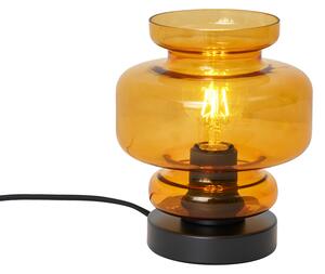 Lampada da tavolo retrò nera con vetro arancione - Denise