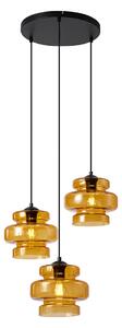 Lampada a sospensione retrò nera con vetro arancione a 3 luci - Denise
