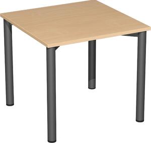 Tavolo da conferenza, LxPxA 800x800x720 mm, struttura a 4 gambe, colore del piano/della struttura faggio/antracite