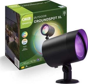Calex Smart Outdoor LED XL faretto da terra 9W, impermeabile, illuminazione da giardino intelligente con picchetto da terra, luce RGB e bianco caldo, nero
