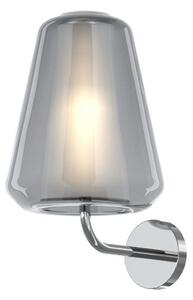 DOUBLE SKIN GAMMA APPLIQUE CON BASE CROMO E DIFFUSORE IN VETRO AMBRA, FUME O TRASPARENTE LAMPADINA ATTACCO E27