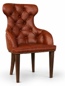 Sedia Cosmo Plus Pelle Primo Fiore Premium - Gambe in Legno - Design Iconico