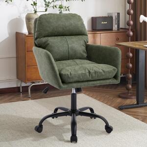 Sedia da ufficio in ecopelle, struttura in metallo, regolabile in altezza, ergonomica, colore verde, dimensioni 71,58 x 60,5 x 102 cm