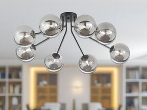Lampada da soffitto a LED multi-fiamma nera paralume in vetro fumé per il soggiornolampade