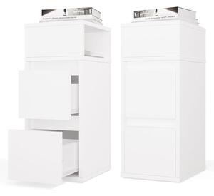 Comodino YORK, ripiano, 2 cassetti, camera da letto, BIANCO