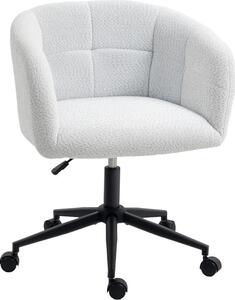 Sedia da scrivania Moonbite, design a secchiello, aspetto velluto-lino, meccanismo girevole a 360°, altezza seduta 46-56 cm, base in acciaio, poliestere, color crema