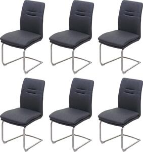 Set di 6 sedie da sala da pranzo | A x L x P 92 x 47 x 57 cm | Altezza seduta 49 cm | Tessuto/textile Acciaio inossidabile spazzolato | Grigio scuro | Sedia da cucina Sedia a sbalzo
