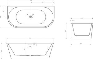 Vasca da bagno freestanding NOVA - Acrilico - Bianco - 170 x 80 x 60 cm - Superficie a scelta, colore: bianco opaco