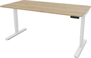 ASSMANN Scrivania regolabile elettricamente in altezza Y-Line Curved Rovere Natura Bianco, 180x80cm, funzione memoria, doppio motore