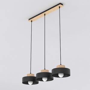Lampadario a Sospensione KIVI 3 in Acciaio e Legno 3xE27